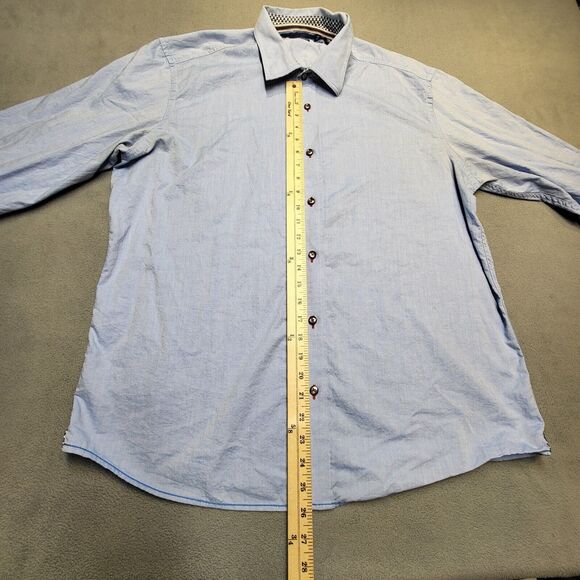 Report Collection Shirt Mens 2XL Blue Island Wash Flip Cuff Button Up - Picture 7 of 10
